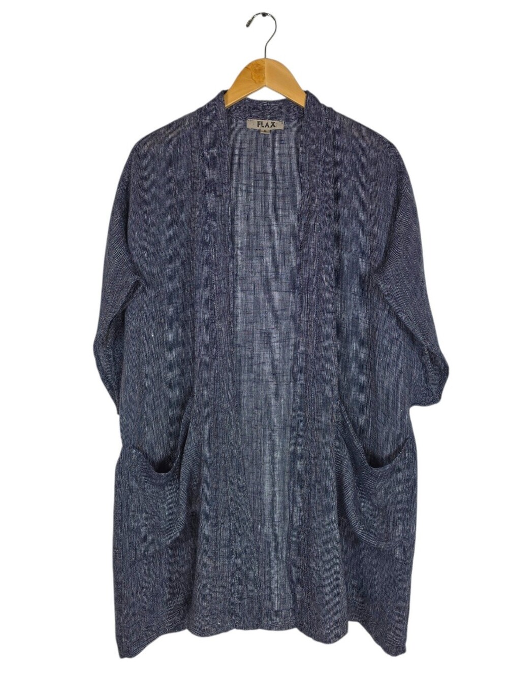 FLAX Osbcure Cardigan 100 Linen Open Front Oversized Sz P Lagenlook Boho Peasant